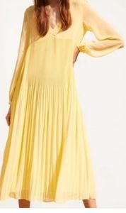 Zara yellow flowy long sleeve maxi dress XS